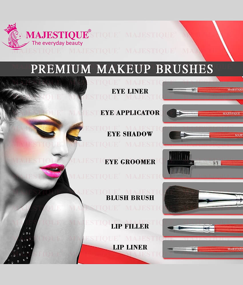 Majestique 7Pcs Makeup Brush Kit Eyes Lips Beautifier Brushes Set Eye Liner Makeup Kit (Multicolor)