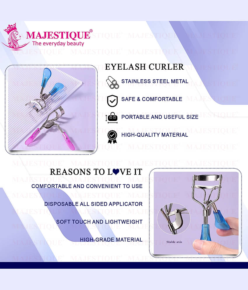 Majestique Eyelash Curler with Tweezer Premium Lash Curler Eye Lash Curler for Women (Pack of 2)
