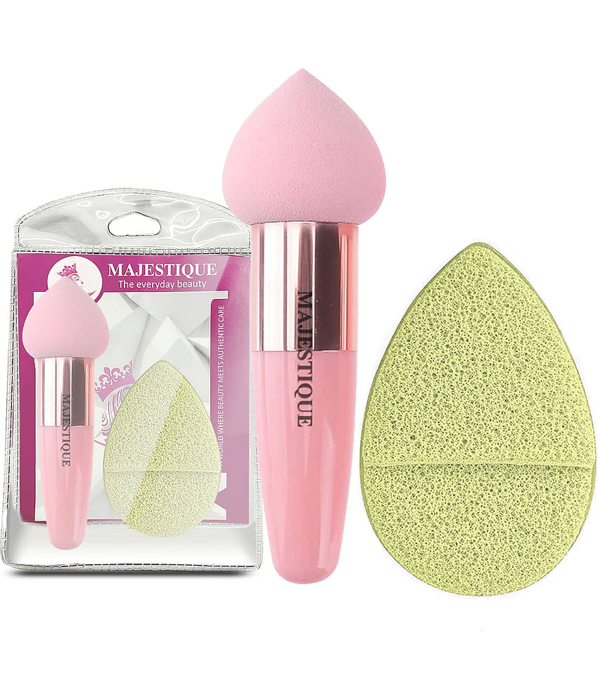 MAJESTIQUE Pointed Facial Makeup Sponge Washing Exfoliating Makeup Removal with Finger Glove - 2 Pcs