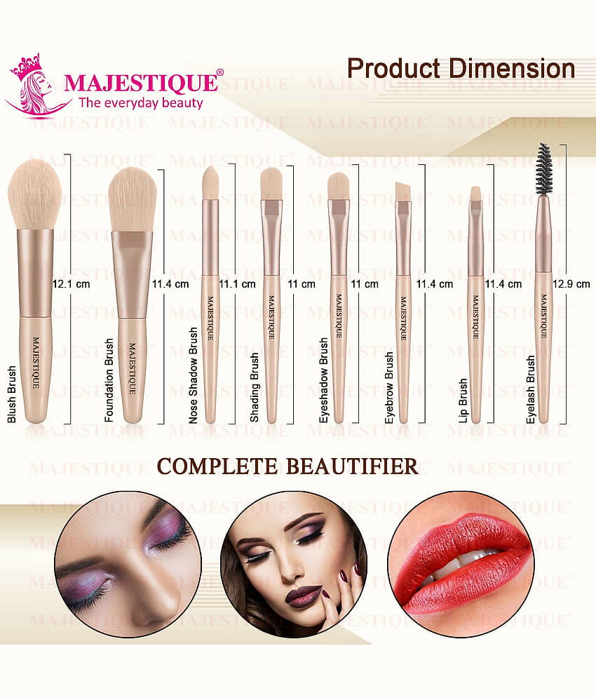 Majestique Makeup Brush Set, 8Pcs Makeup Brushes, Proffesional Cosmetics for Face Makeup Brush Kit