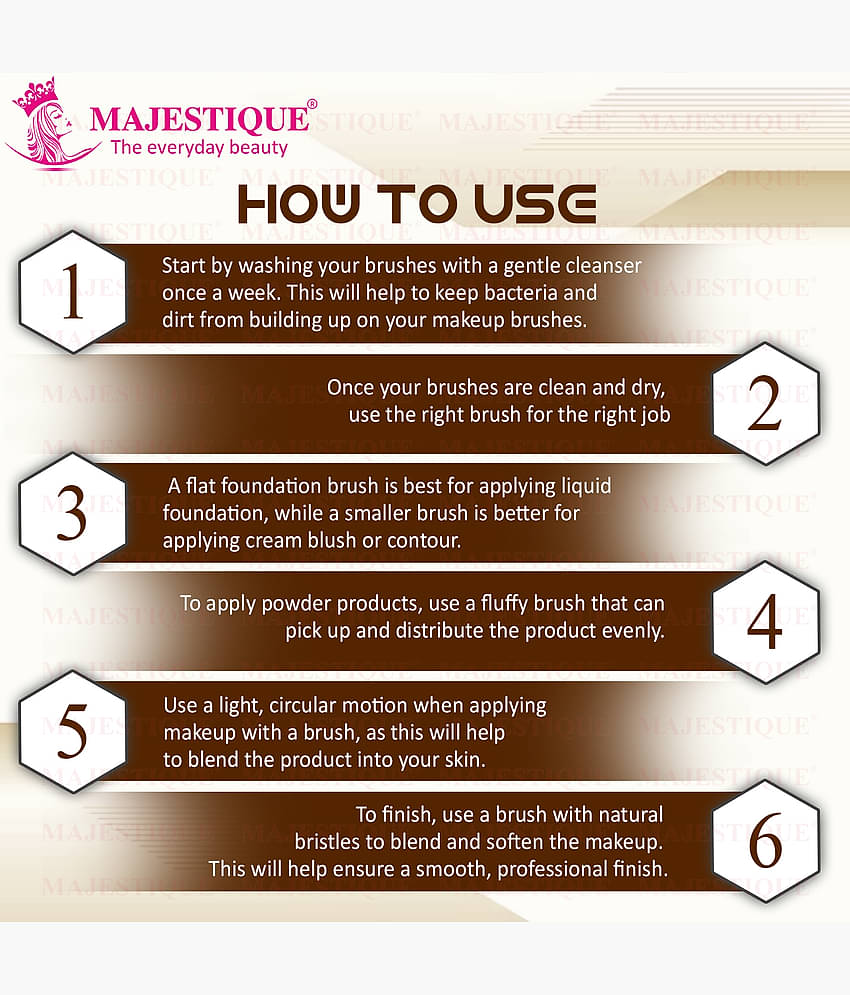 Majestique Makeup Brush Set, 8Pcs Makeup Brushes, Proffesional Cosmetics for Face Makeup Brush Kit
