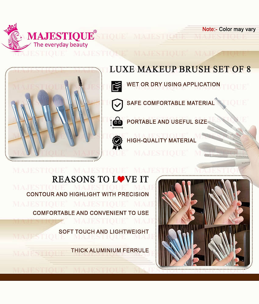 Majestique Makeup Brush Set, 8Pcs Makeup Brushes, Proffesional Cosmetics for Face Makeup Brush Kit