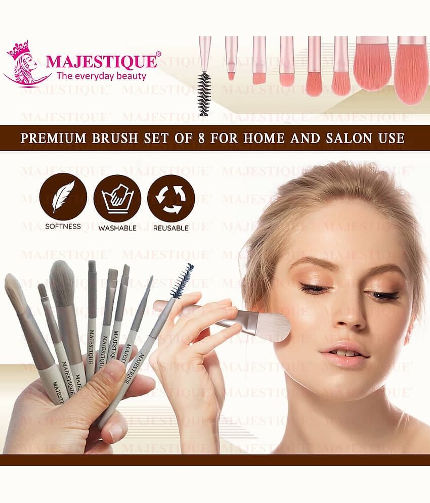 Majestique Makeup Brush Set, 8Pcs Makeup Brushes, Proffesional Cosmetics for Face Makeup Brush Kit