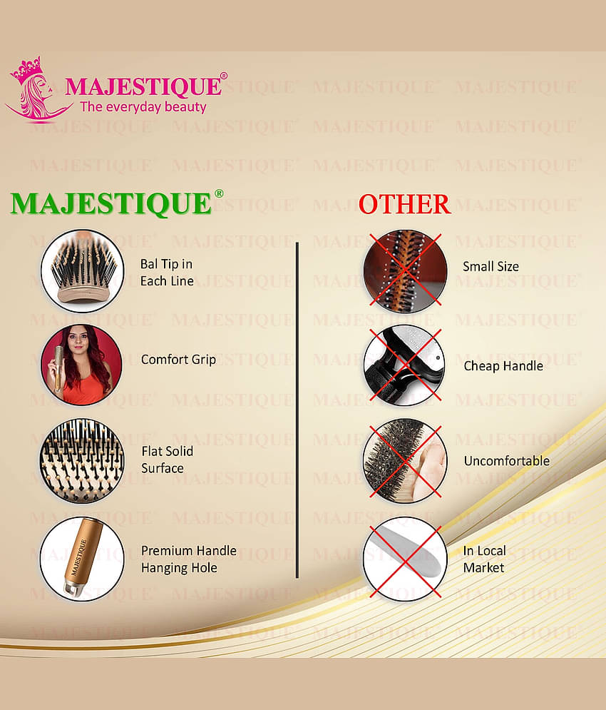 Majestique Golden Hair Styler Brush for Blow Drying, Styling and Solon for Men and Women - Pack of 1