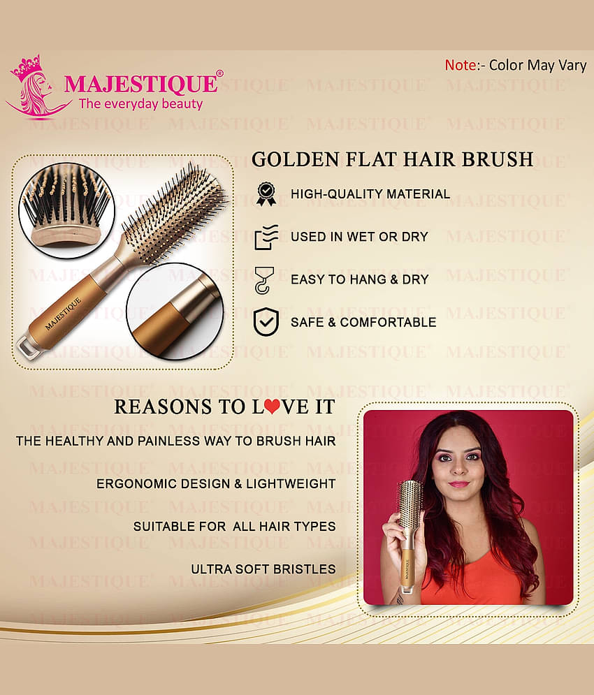 Majestique Golden Hair Styler Brush for Blow Drying, Styling and Solon for Men and Women - Pack of 1