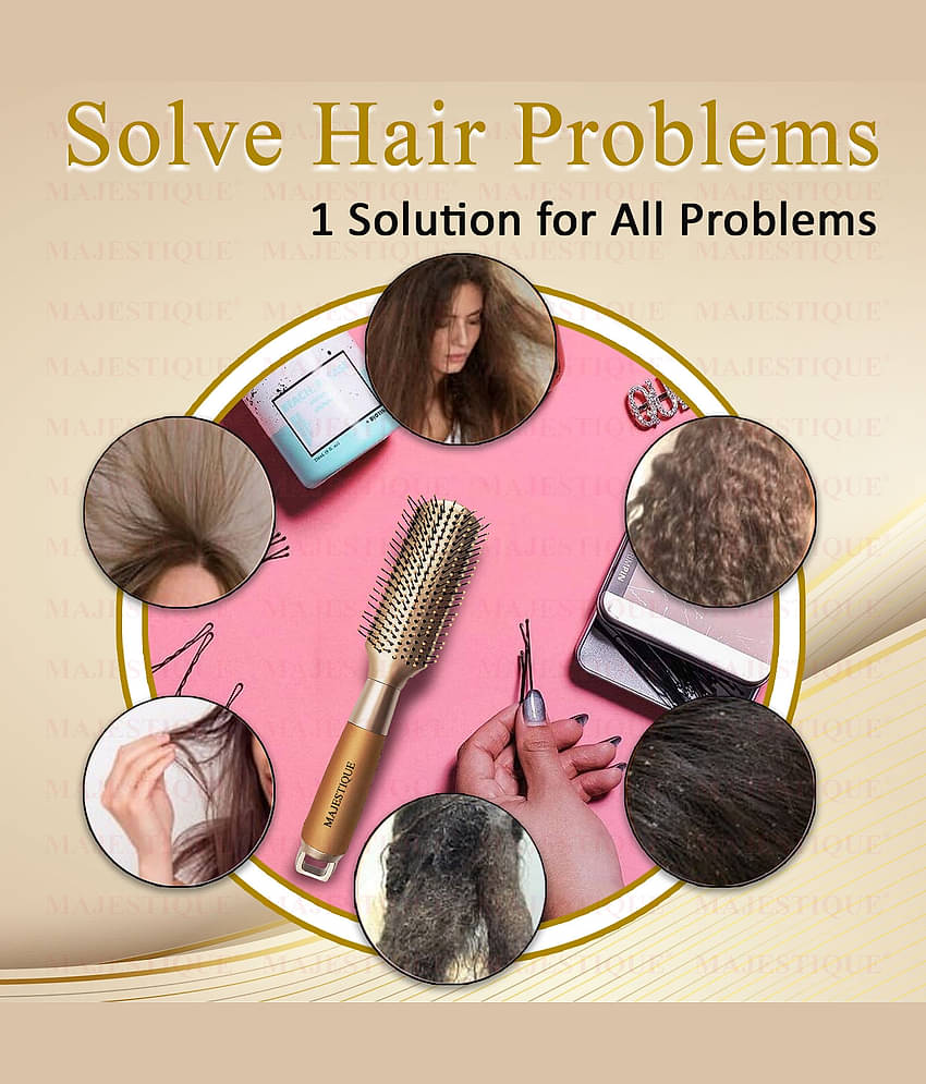 Majestique Golden Hair Styler Brush for Blow Drying, Styling and Solon for Men and Women - Pack of 1