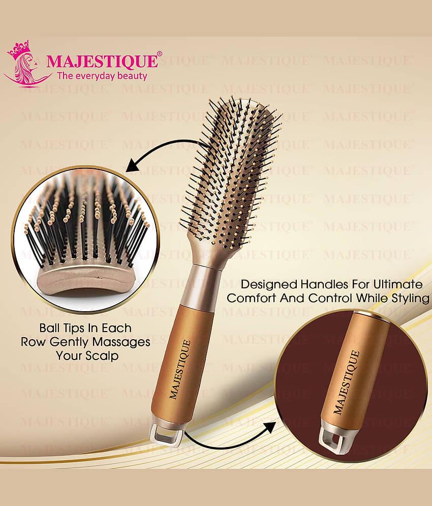 Majestique Golden Hair Styler Brush for Blow Drying, Styling and Solon for Men and Women - Pack of 1