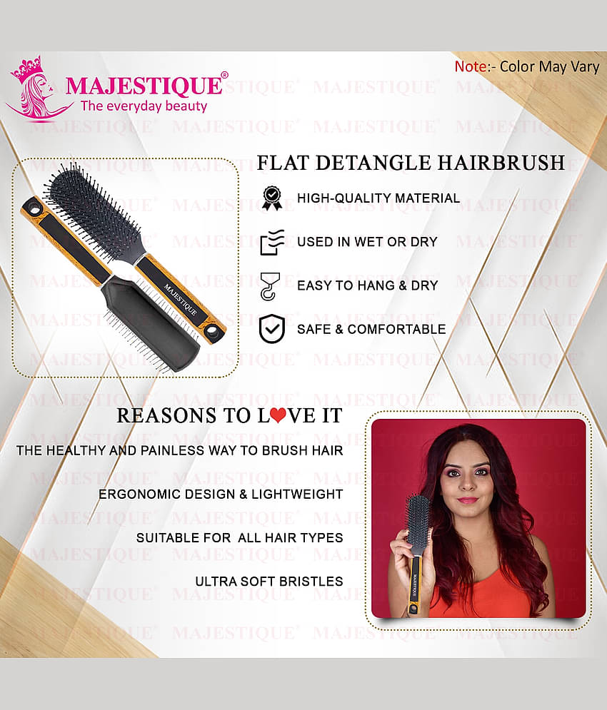 Majestique 8 Row Flat Series Hair Brush - Bio-Friendly -Ultra-Soft Tipped Nylon - Color May Vary