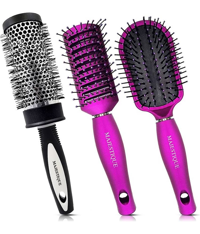 Majestique Blow Dryer Brush for Blow Drying Lightweight Professional Roller Brush for Men - 3 Pcs