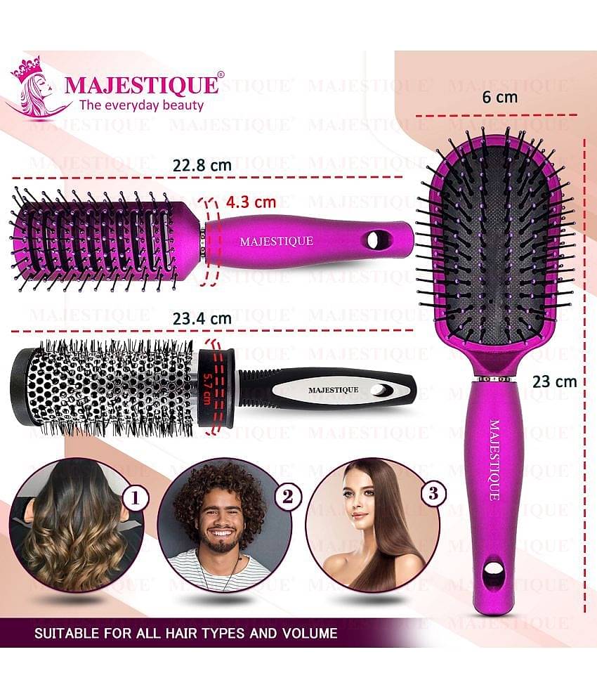 Majestique Blow Dryer Brush for Blow Drying Lightweight Professional Roller Brush for Men - 3 Pcs