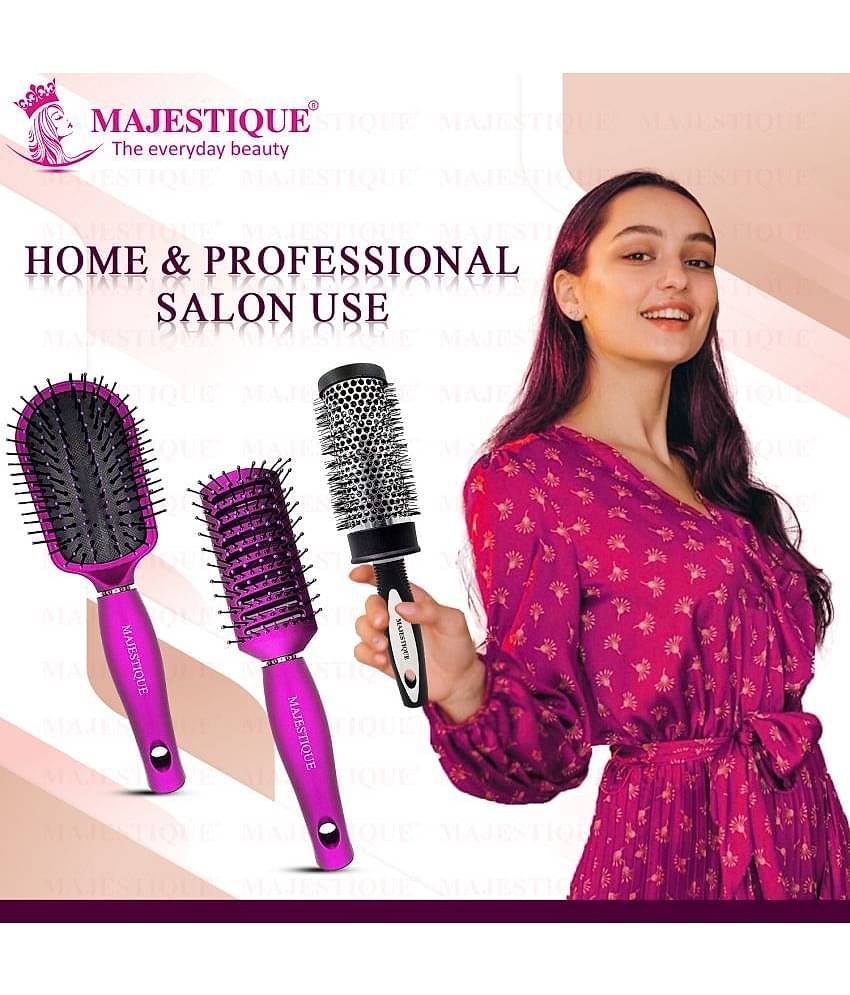 Majestique Blow Dryer Brush for Blow Drying Lightweight Professional Roller Brush for Men - 3 Pcs