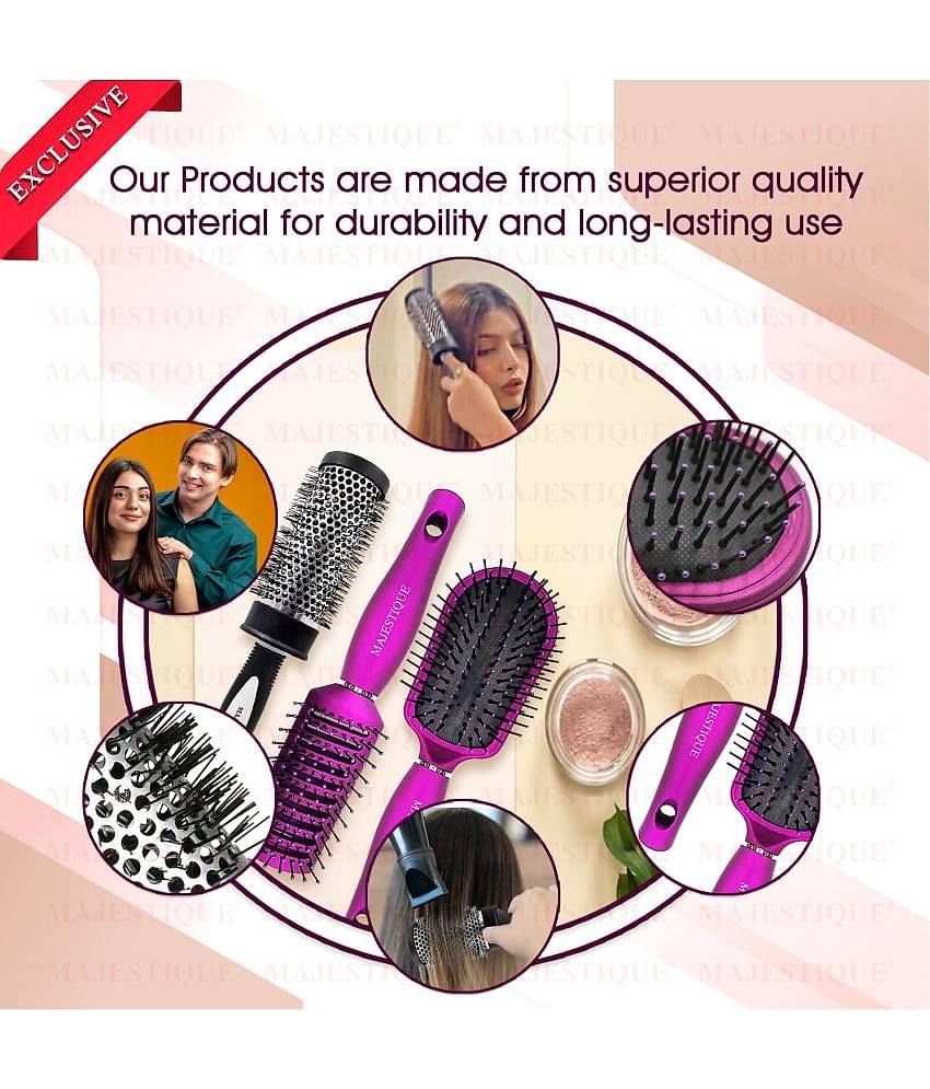 Majestique Blow Dryer Brush for Blow Drying Lightweight Professional Roller Brush for Men - 3 Pcs