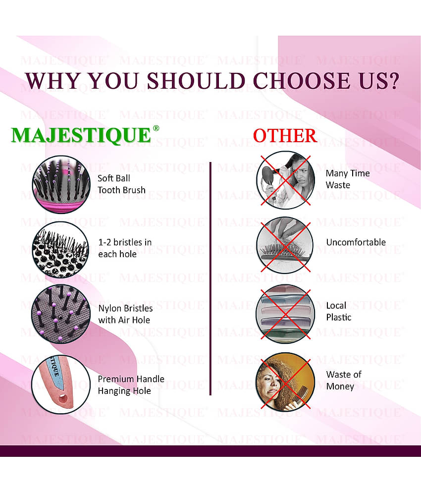 Majestique Hair Round Brush for Blow Drying & Hair Styling with Nylon Bristles - Color May Vary