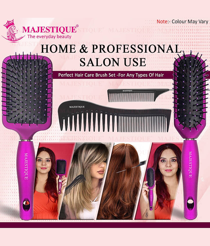 Majestique Purple Series Style Enhancer Hair Brush for Shaping & Defining for women and Men - 4Pcs