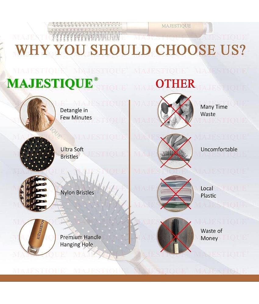 Majestique Detangling Paddle Brush, Refresh and Extend for All Hair Types for Women and Men - 3 Pcs