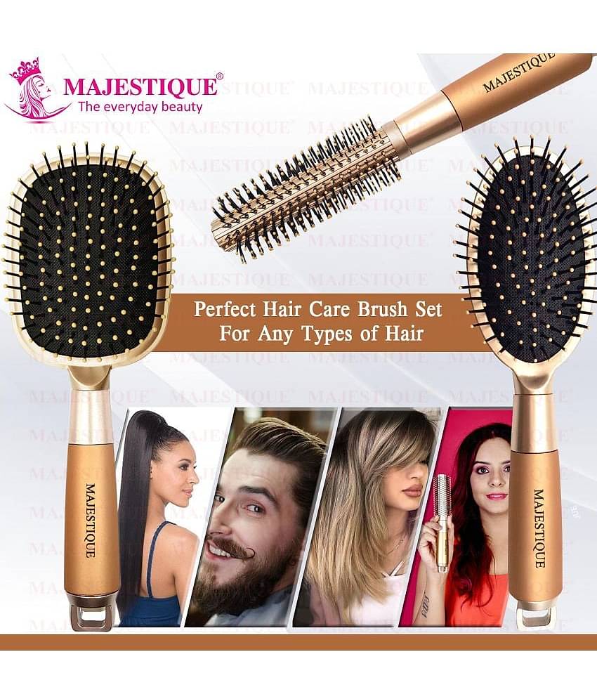 Majestique Detangling Paddle Brush, Refresh and Extend for All Hair Types for Women and Men - 3 Pcs