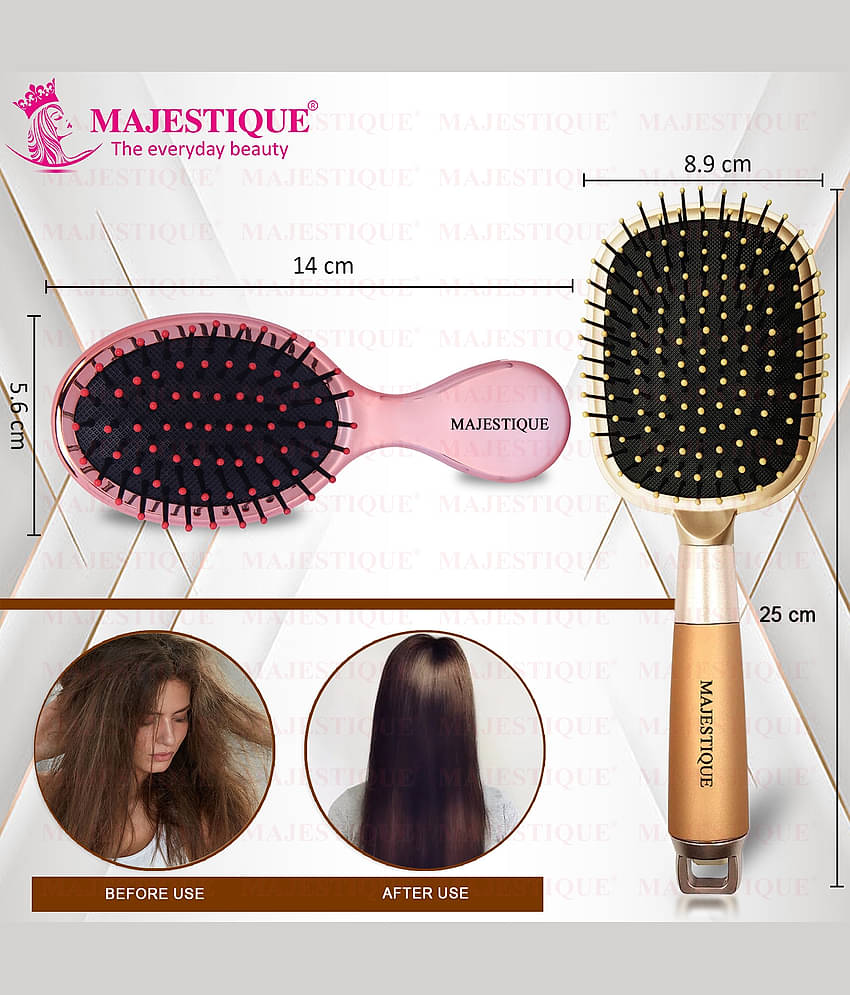 Majestique Detangling Paddle Brush Refresh and Extend for All Hair for Women, Men- 4 Pcs Multicolor