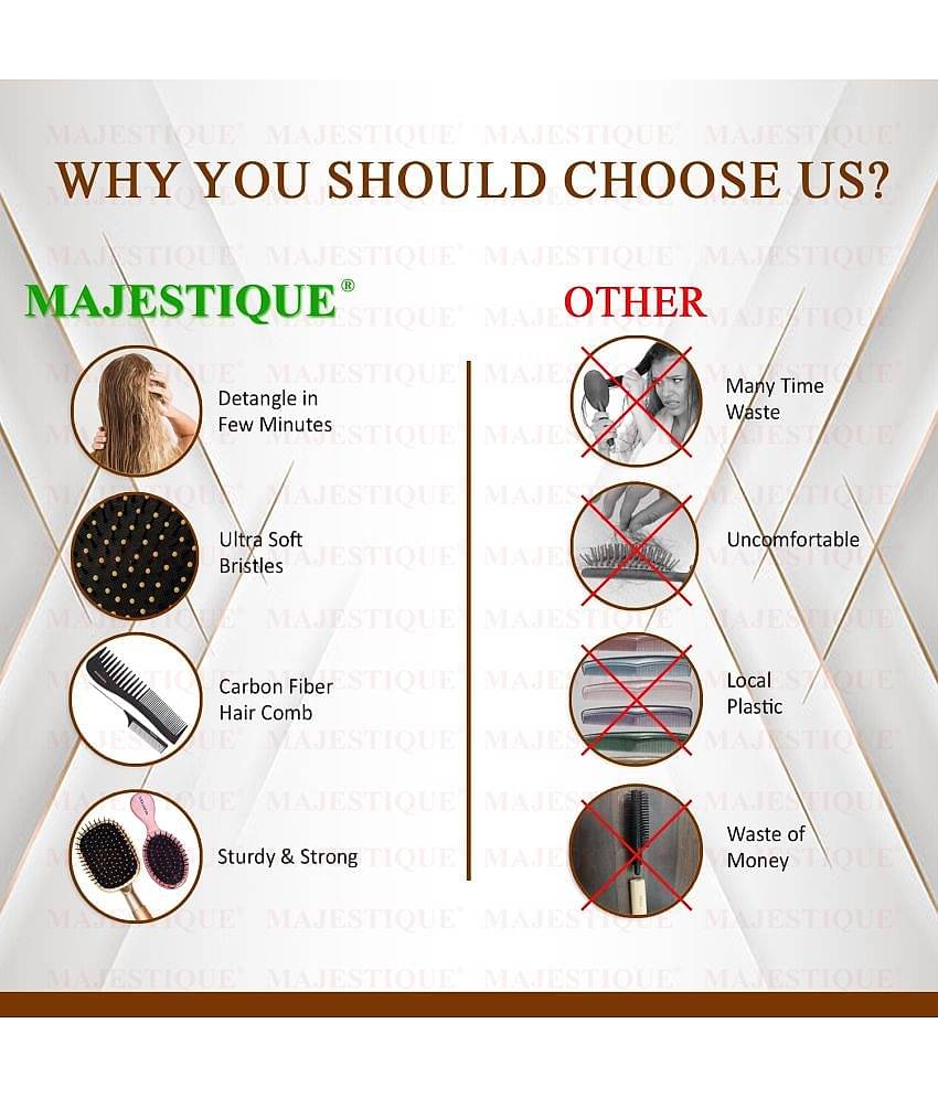 Majestique Detangling Paddle Brush Refresh and Extend for All Hair for Women, Men- 4 Pcs Multicolor