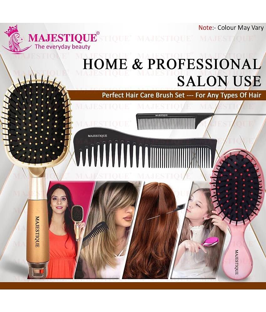 Majestique Detangling Paddle Brush Refresh and Extend for All Hair for Women, Men- 4 Pcs Multicolor