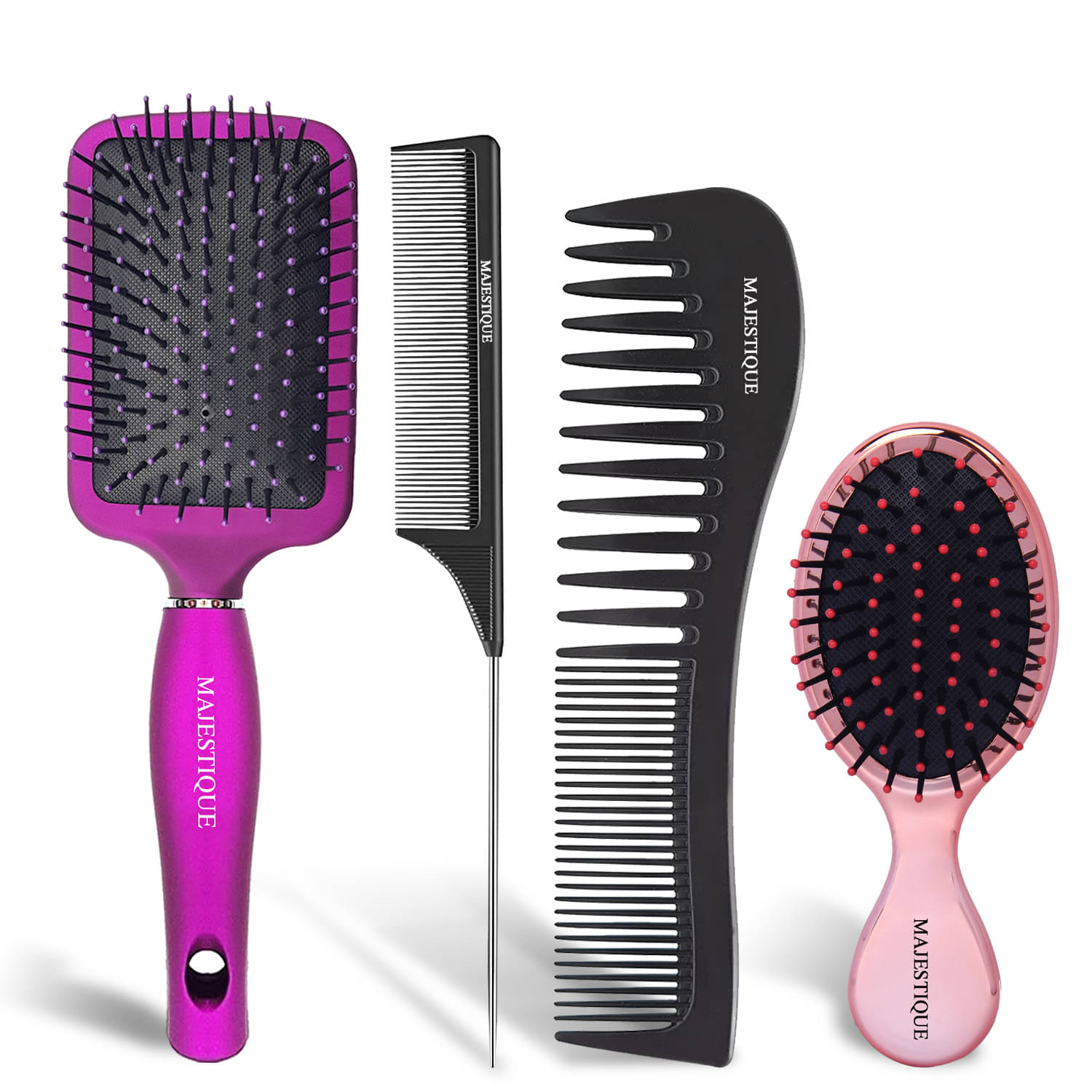 Majestique Purple Paddle Detangling Cushion Hair Brush Refresh and Extend for All Hair Types - 4 Pcs Majestique Purple Paddle Detangling Cushion Hair Brush Refresh and Extend for All Hair Types - 4 Pcs