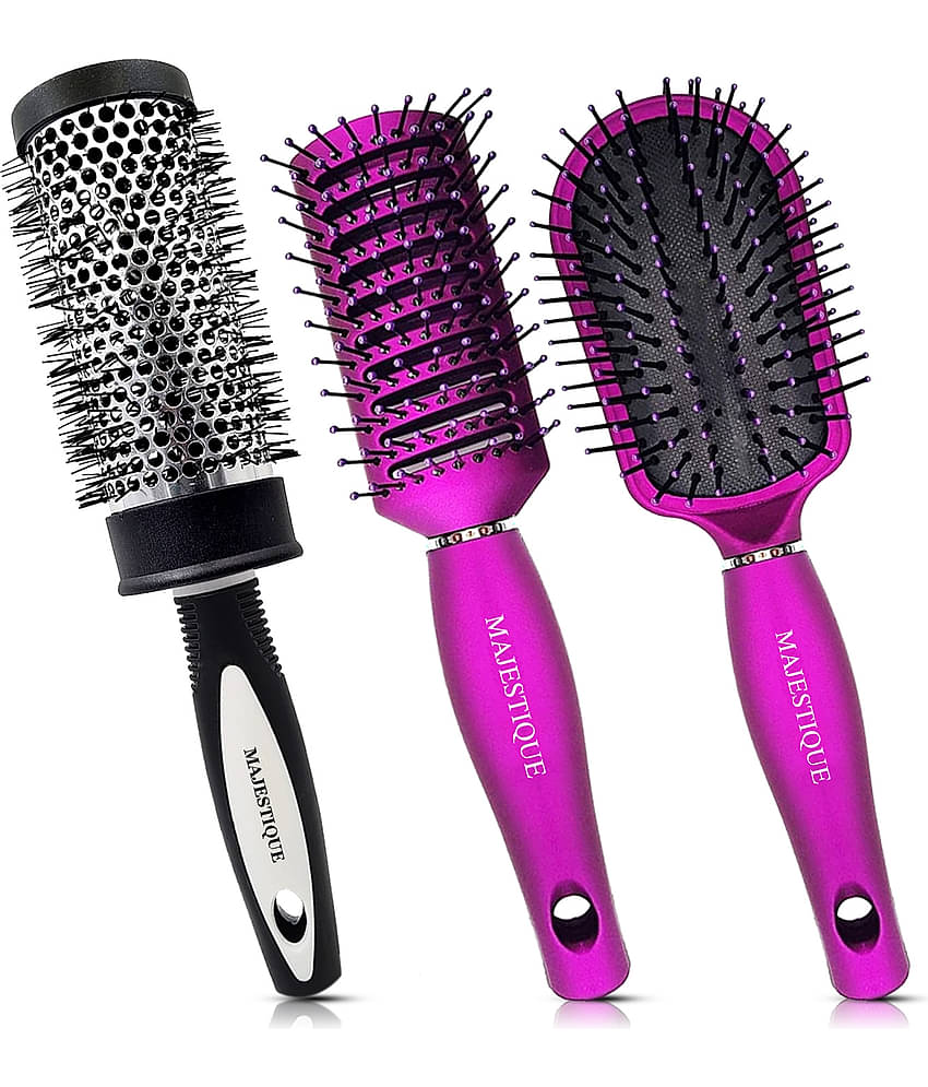 Majestique Blow Dryer Brush for Blow Drying Lightweight Professional Roller Brush Women/Men - 3Pcs
