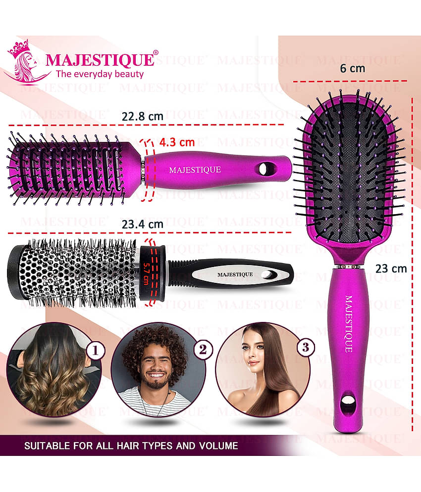 Majestique Blow Dryer Brush for Blow Drying Lightweight Professional Roller Brush Women/Men - 3Pcs
