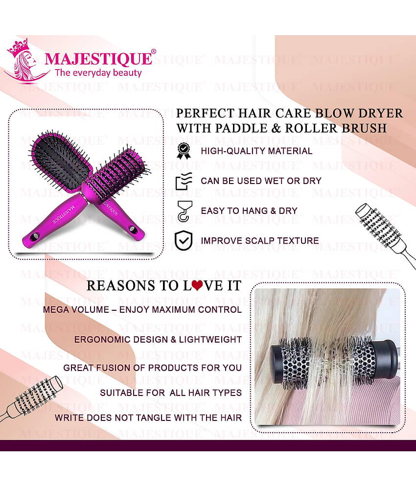 Majestique Blow Dryer Brush for Blow Drying Lightweight Professional Roller Brush Women/Men - 3Pcs