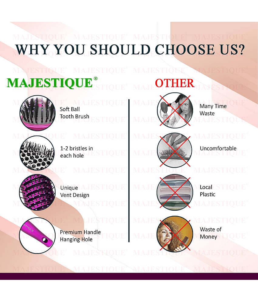 Majestique Blow Dryer Brush for Blow Drying Lightweight Professional Roller Brush Women/Men - 3Pcs