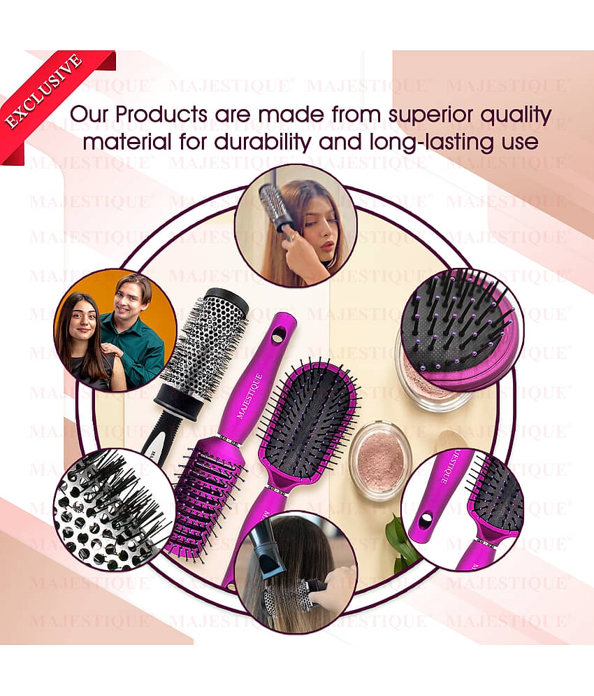 Majestique Blow Dryer Brush for Blow Drying Lightweight Professional Roller Brush Women/Men - 3Pcs