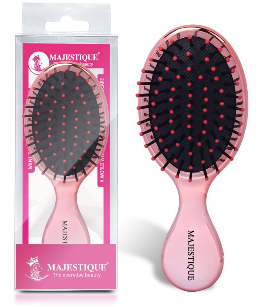 Majestique Mini Pocket Detangling Hair Brush Soft Ball Tipped Nylon Pin Handheld Massage for Kids