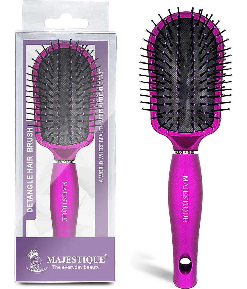 Majestique Purple Detangler Brush Ultra-Soft Tipped Nylon Glides Through Tangles For Women - 1 Pcs