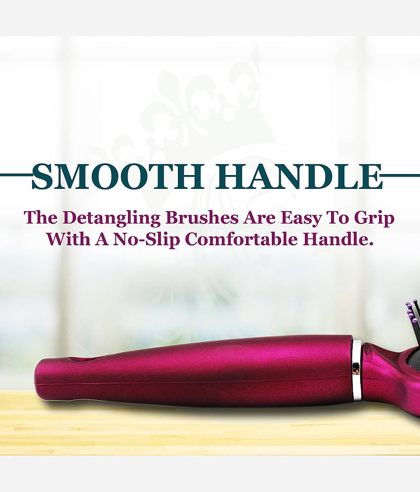 Majestique Purple Detangler Brush Ultra-Soft Tipped Nylon Glides Through Tangles For Women - 1 Pcs