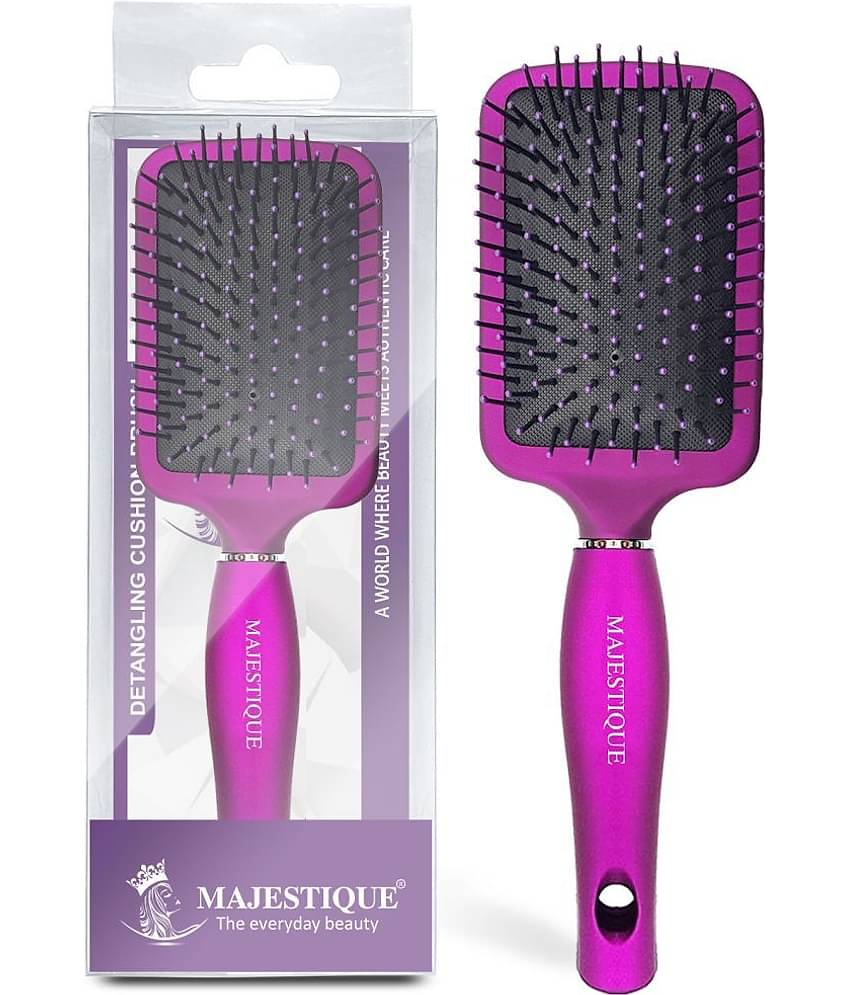 Majestique Purple Paddle Detangling Cushion Hair Brush Refresh and Extend for All Hair Types Women