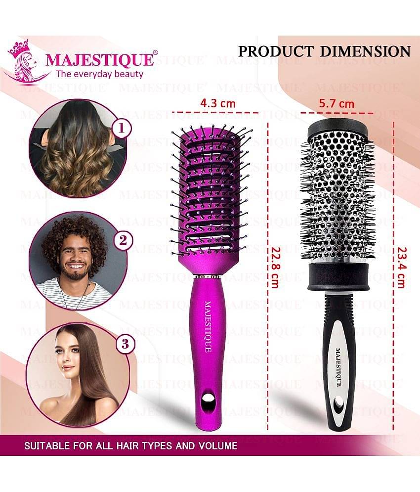 Majestique Blow Dryer Brush for Blow Drying Professional Roller Brush for Women and Men - 2 Pcs