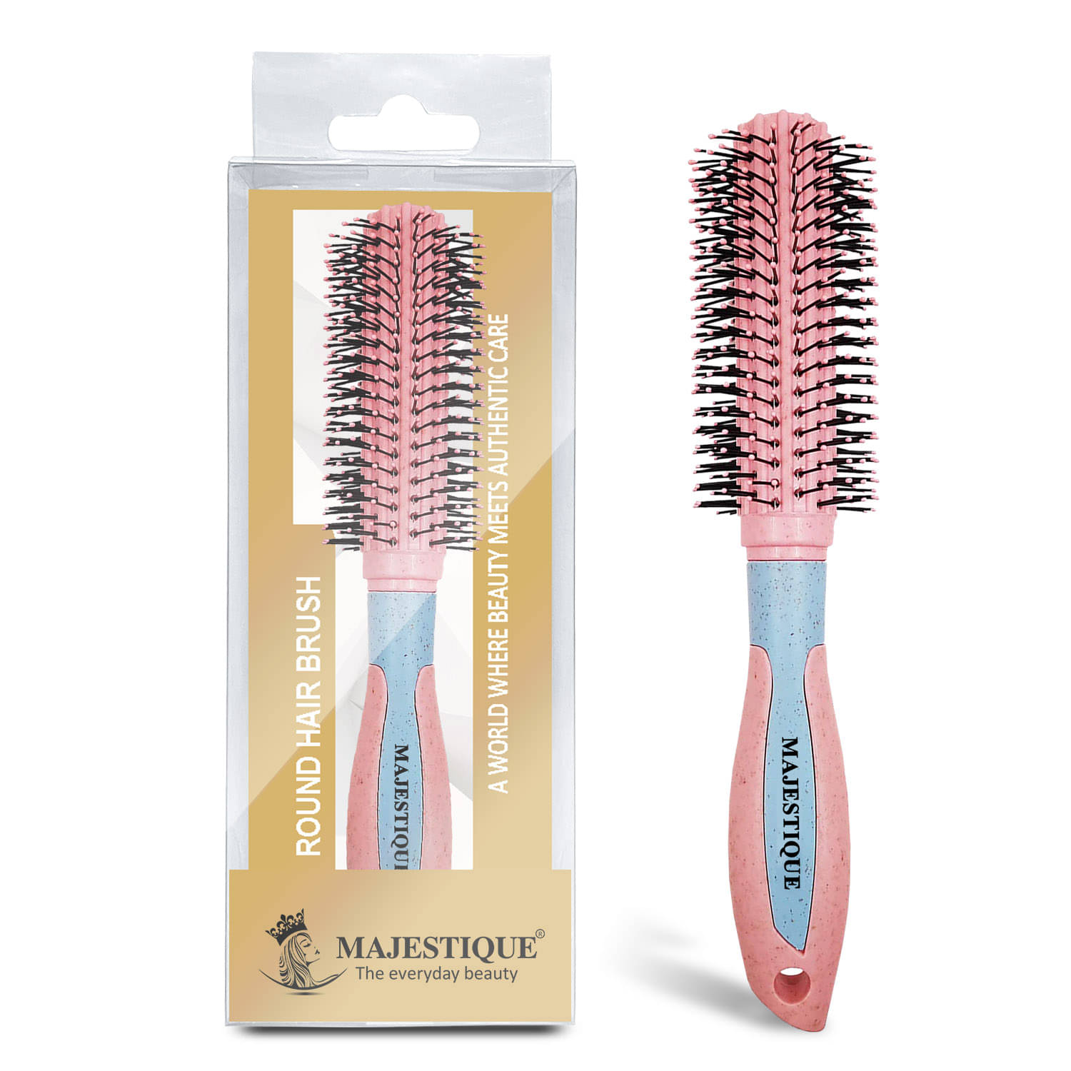 Majestique Roller Hair Brush for Blow Drying Round Hair Brush Nylon Bristles for Men and Women Majestique Roller Hair Brush for Blow Drying Round Hair Brush Nylon Bristles for Men and Women