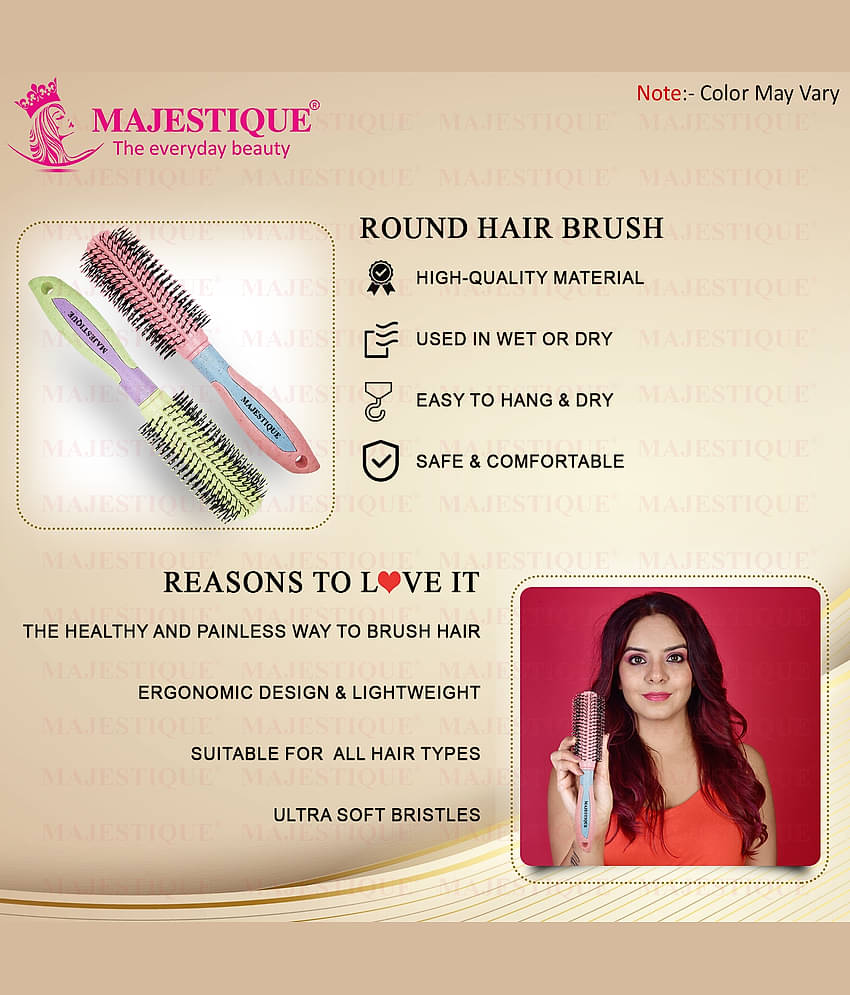 Majestique Roller Hair Brush for Blow Drying Round Hair Brush Nylon Bristles for Men and Women