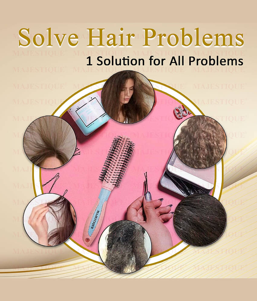 Majestique Roller Hair Brush for Blow Drying Round Hair Brush Nylon Bristles for Men and Women