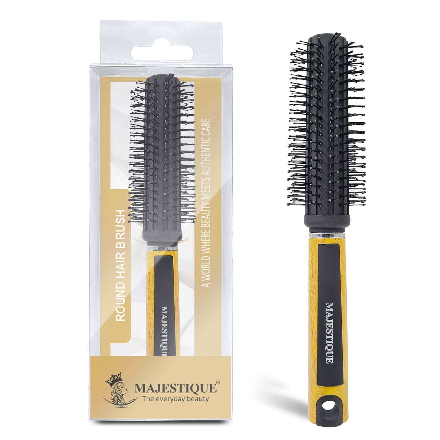 Majestique Round Hair Brush for Blow Drying Great On Wet or Dry Hair Hairbrush for Women and Men Majestique Round Hair Brush for Blow Drying Great On Wet or Dry Hair Hairbrush for Women and Men
