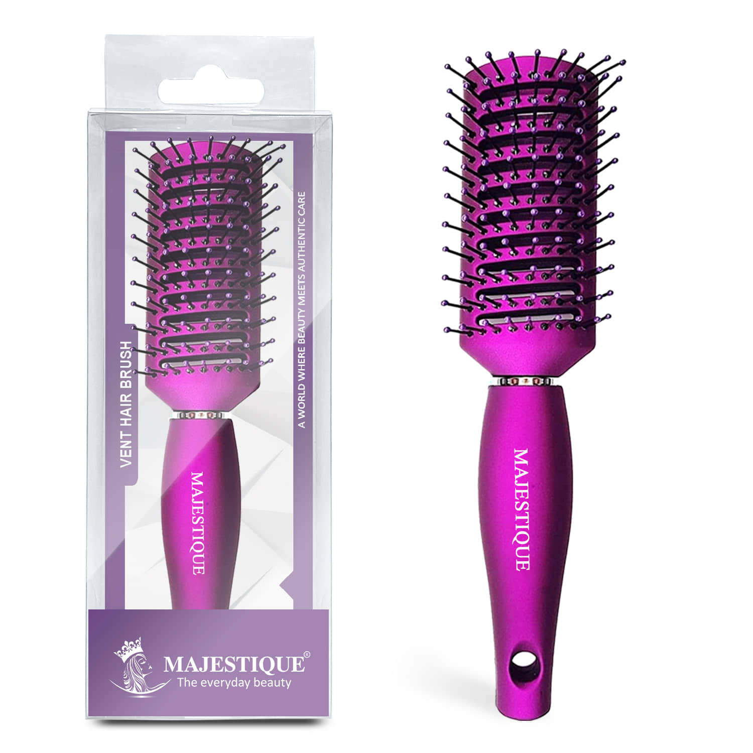 Majestique Vented Hair Brush 9 Row Vente Hairbrush for Men and Women Vent Brushes - Pack of 1