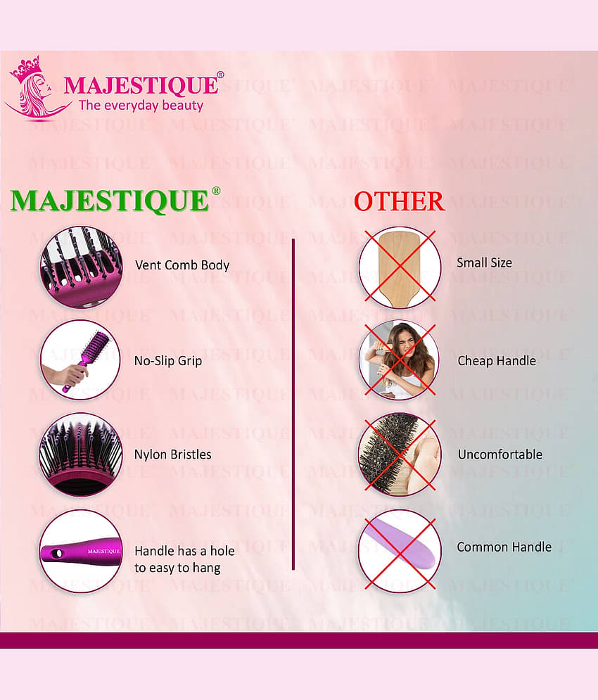 Majestique Vented Hair Brush 9 Row Vente Hairbrush for Men and Women Vent Brushes - Pack of 1