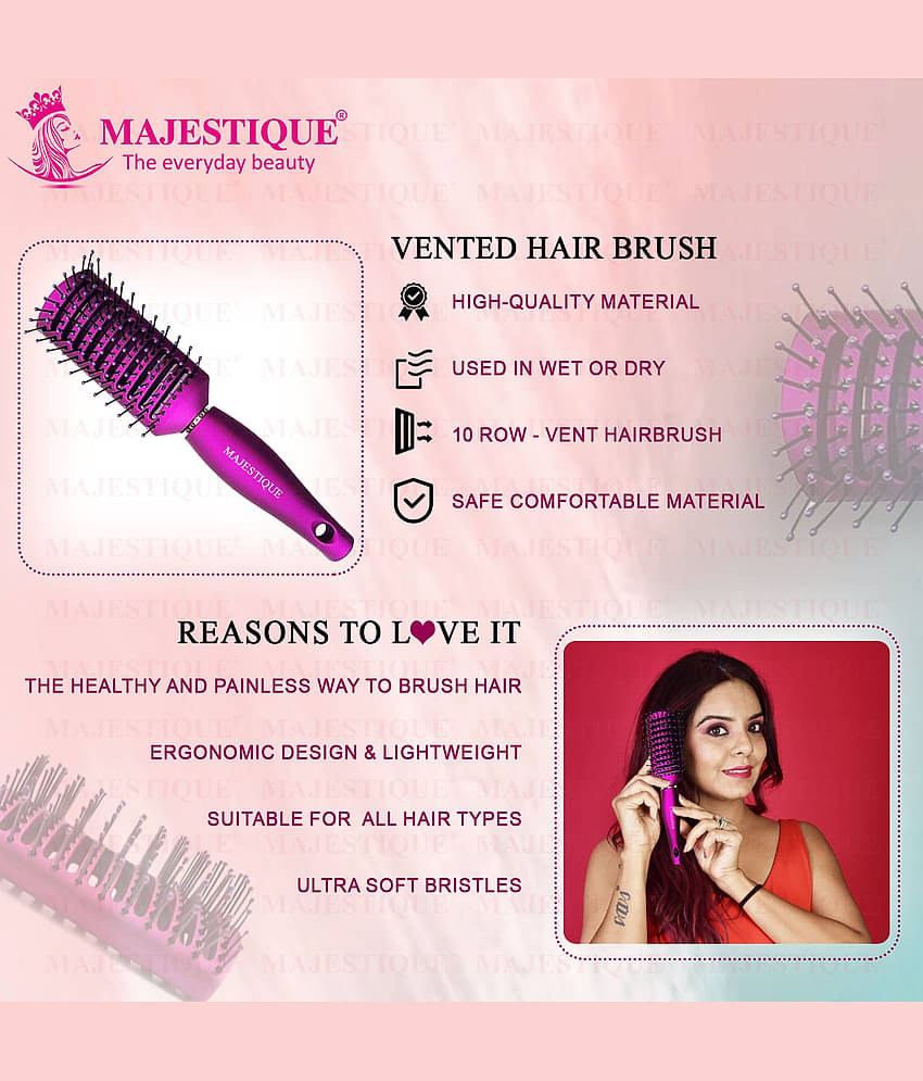 Majestique Vented Hair Brush 9 Row Vente Hairbrush for Men and Women Vent Brushes - Pack of 1