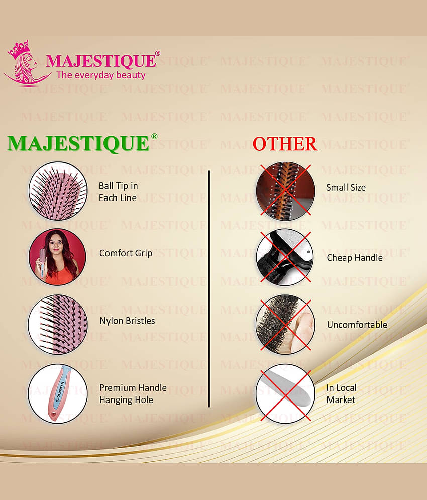 Majestique Professional Nylon Bristle All-Purpose Hair Brush for Everyday Brushing for Women, Men