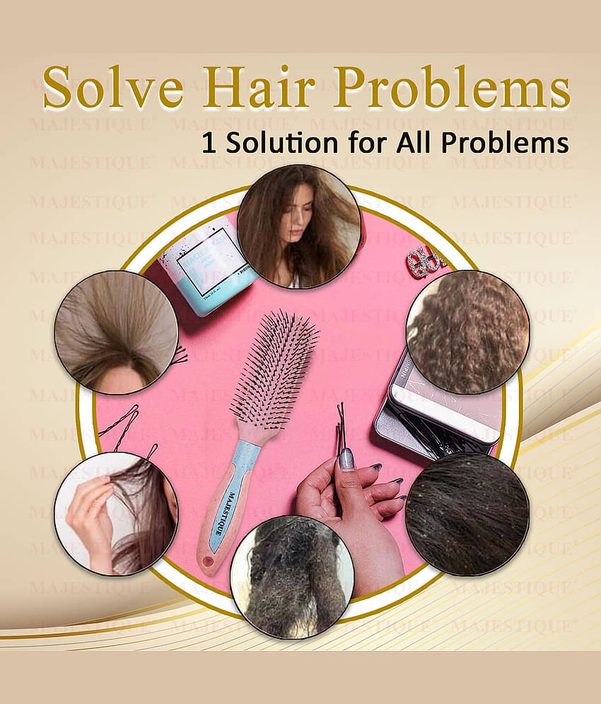 Majestique Professional Nylon Bristle All-Purpose Hair Brush for Everyday Brushing for Women, Men