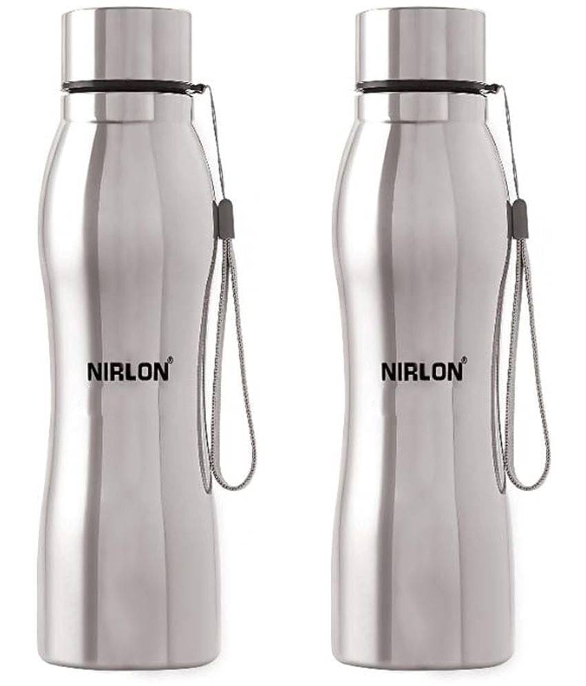 Nirlon Stainless Steel Single Wall Diamond Cut Water Bottle/ Fridge Refrigerator Bottle/ 100% Leak Proof/ Office Bottle/ School Bottle, 1000 ML, Set of 2 Nirlon Stainless Steel Single Wall Diamond Cut Water Bottle/ Fridge Refrigerator Bottle/ 100% Leak Proof/ Office Bottle/ School Bottle, 1000 ML, Set of 2