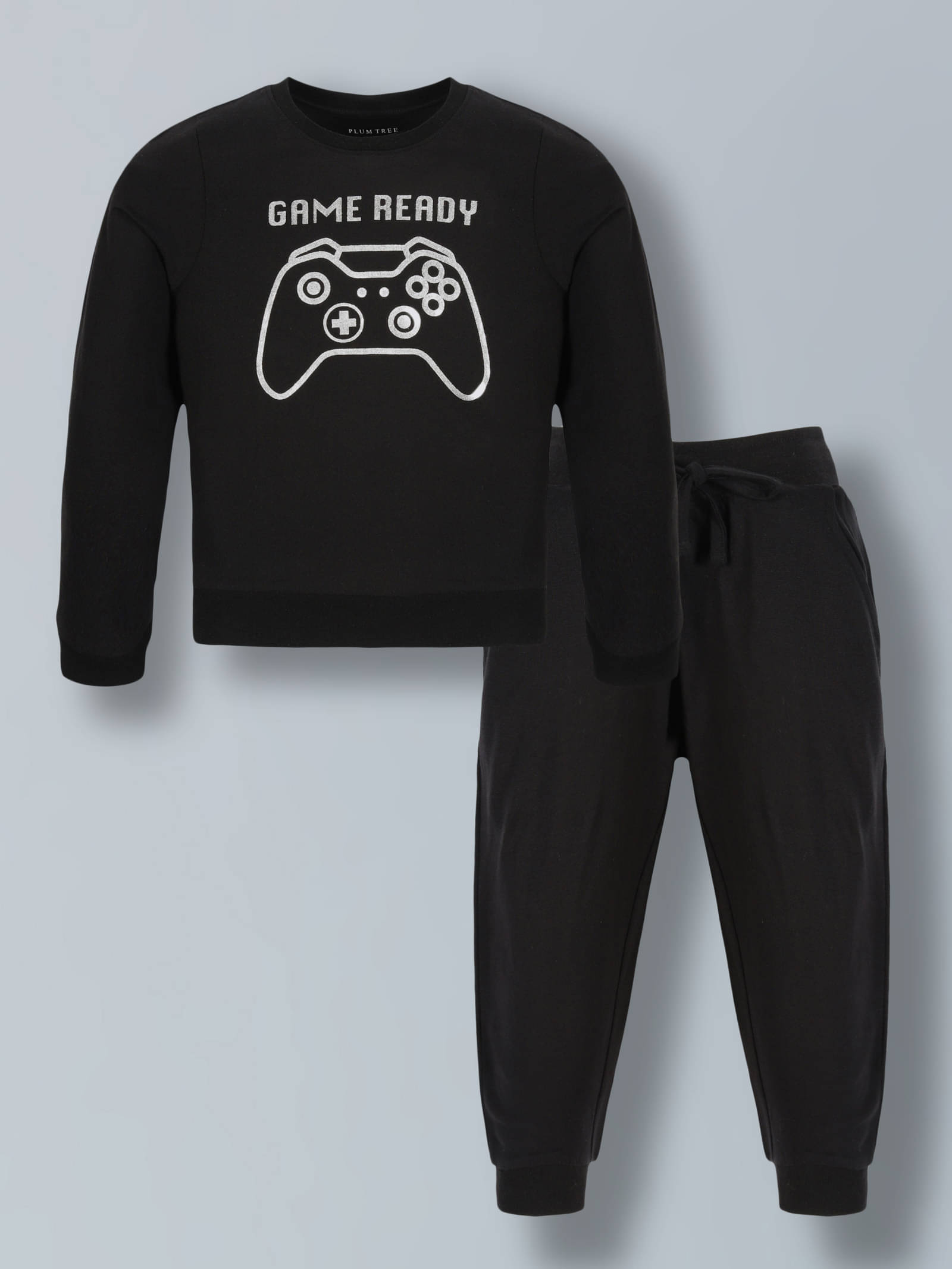     			PLUM TREE Pack of 1 Boys Cotton T-Shirt & Trackpants Set ( Black )
