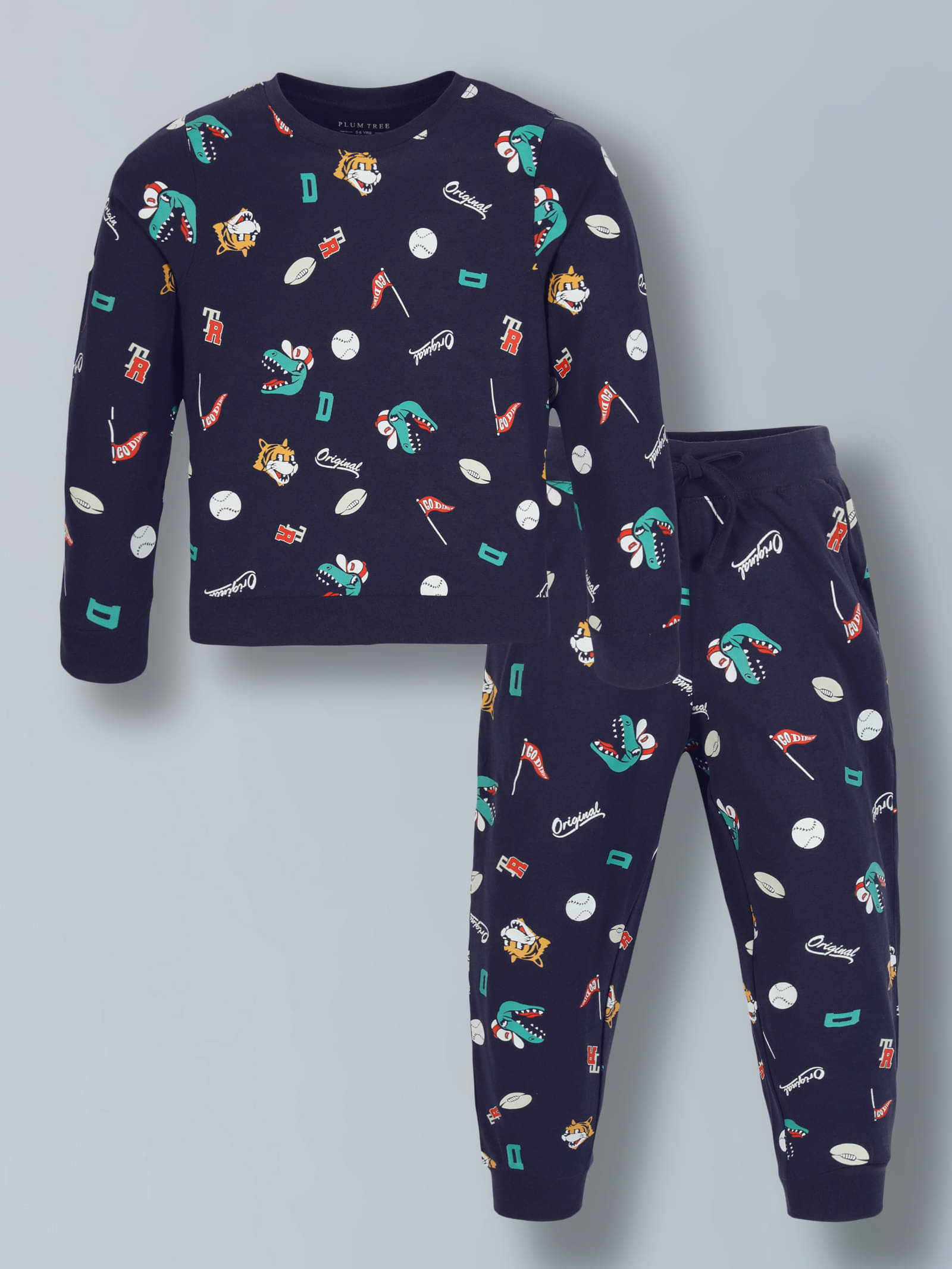 PLUM TREE Pack of 1 Boys Cotton T-Shirt & Trackpants Set ( Navy ) PLUM TREE Pack of 1 Boys Cotton T-Shirt & Trackpants Set ( Navy )