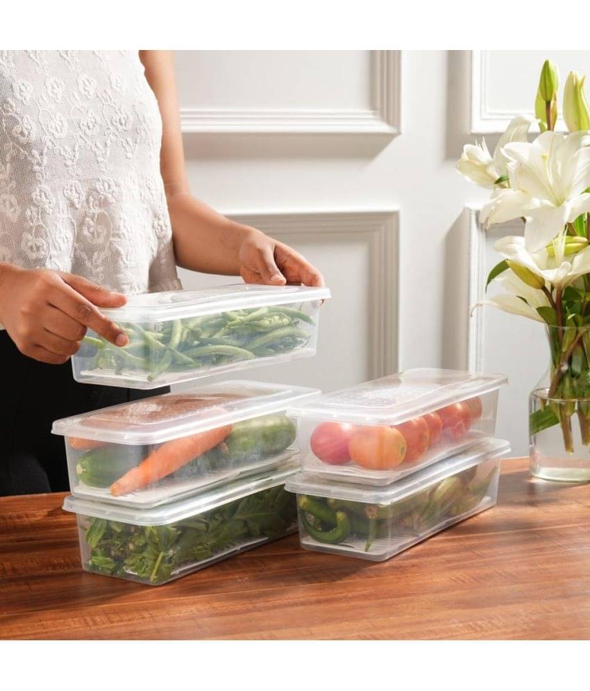 PearlPet Fridge Container Plastic Transparent Multi-Purpose Container ( Set of 6 ) PearlPet Fridge Container Plastic Transparent Multi-Purpose Container ( Set of 6 )