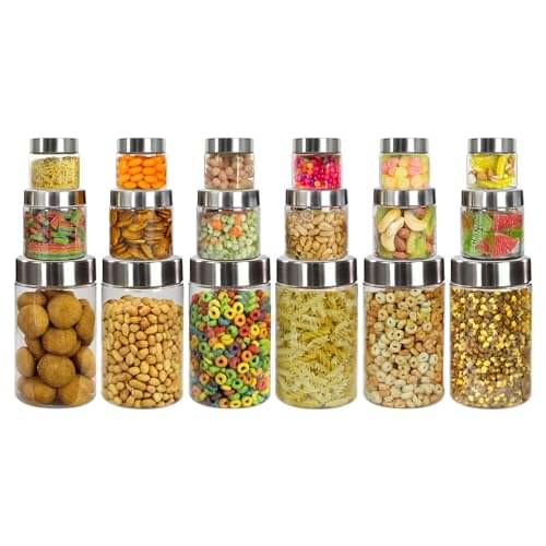 PearlPet 200ml,500ml,1000ml Plastic Transparent Multi-Purpose Container ( Set of 18 ) PearlPet 200ml,500ml,1000ml Plastic Transparent Multi-Purpose Container ( Set of 18 )