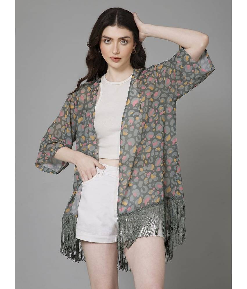 Purys Polyester Blend Free Size Women's Green Shrug