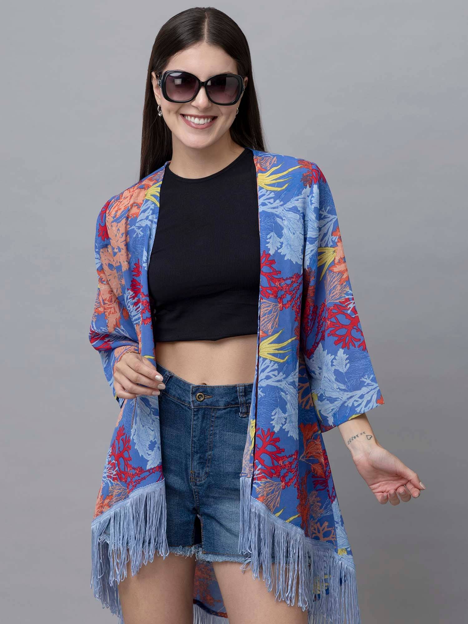     			Purys Polyester Blend Women's Shrugs - Blue ( )